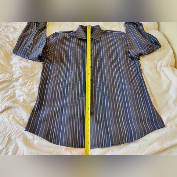 Express Design Studio striped 💙 men's button down dress shirt 🔘 (Large) 👔 - Picture 14 of 15